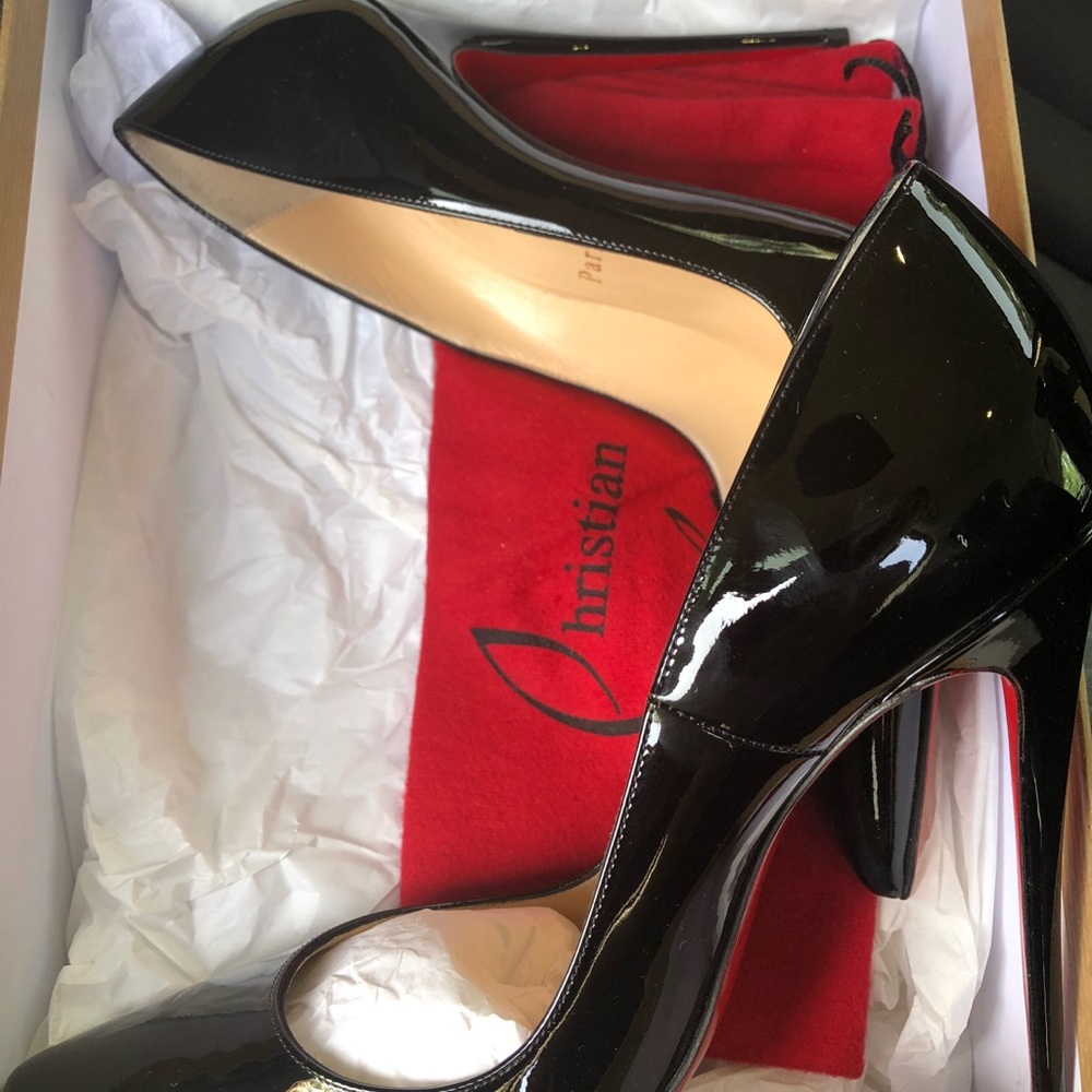 Christian Louboutin Black Patent Leather Heels - Picture 3 of 5